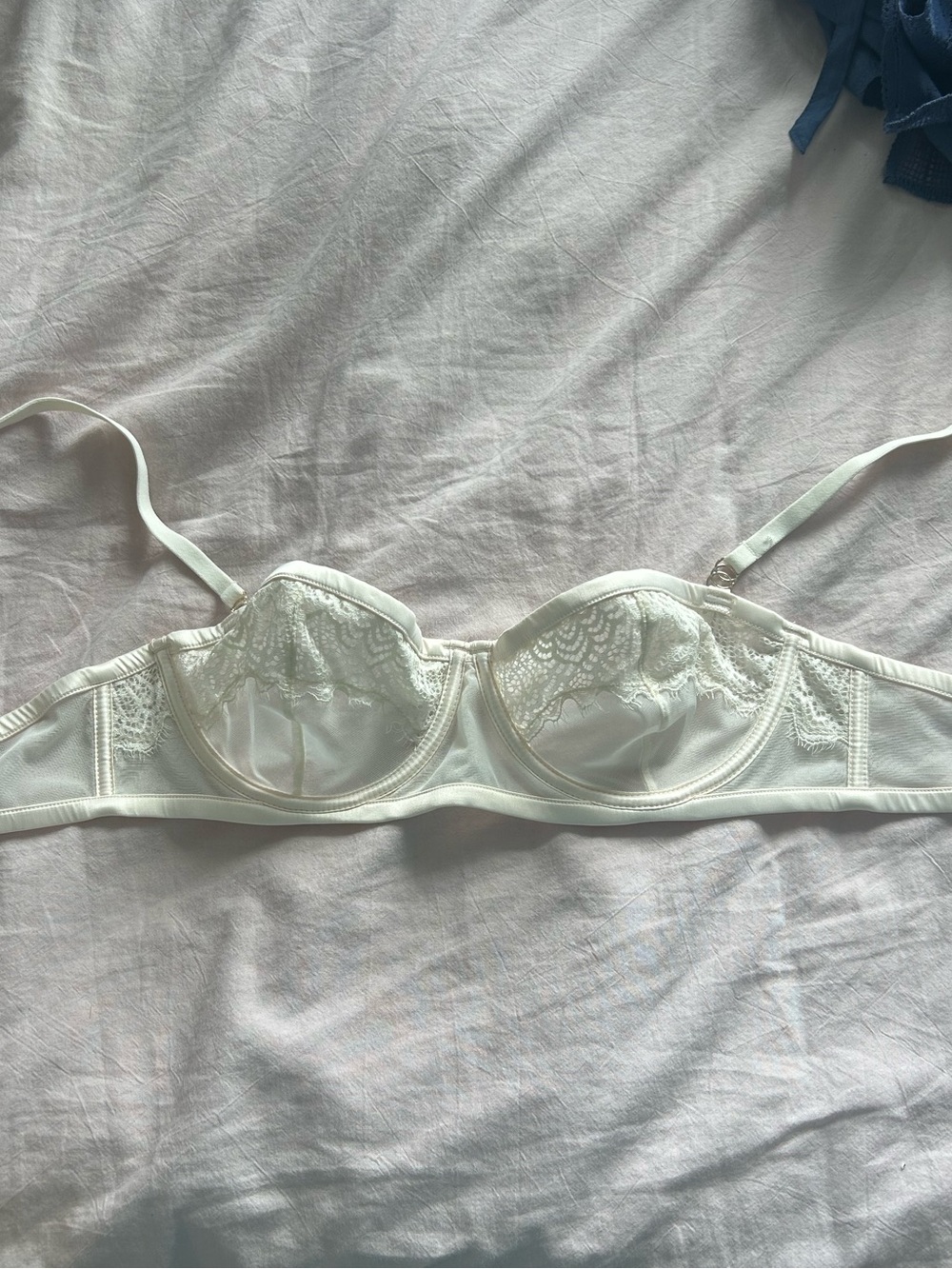 Simons ivory lace and mesh bra